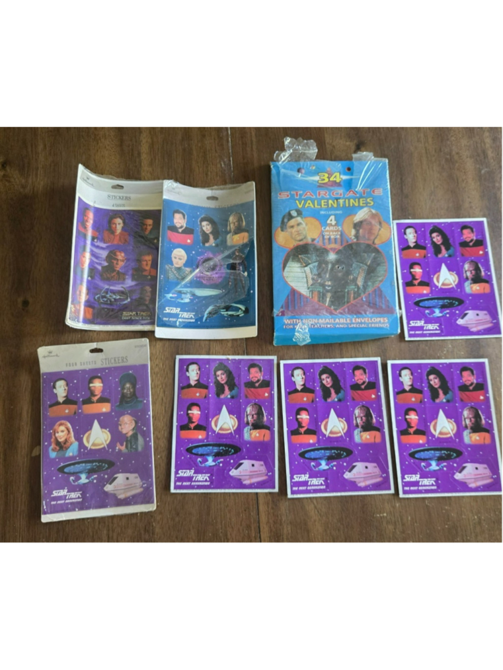 Vintage Star Trek Valentines Stickers Lot Hallmark TNG DS9 Stargate 1992 1994